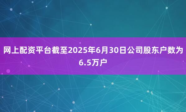 网上配资平台截至2025年6月30日公司股东户数为6.5万户