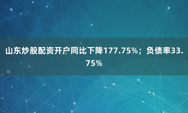 山东炒股配资开户同比下降177.75%；负债率33.75%